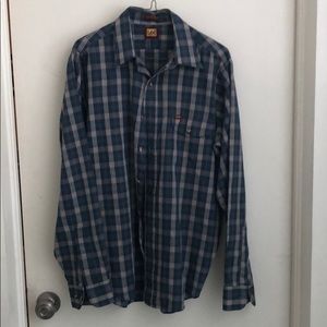 Lee plaid button up shirt size large L navy green